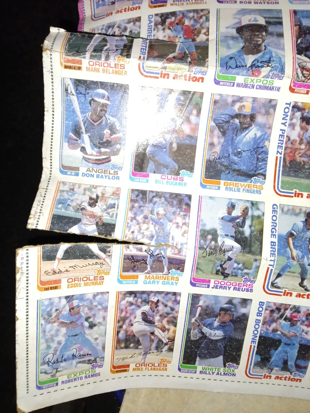 1982 Topps Baseball Card Uncut Sheet Many Hall Of Famers Rickey Henderson & More - Picture 4 of 5